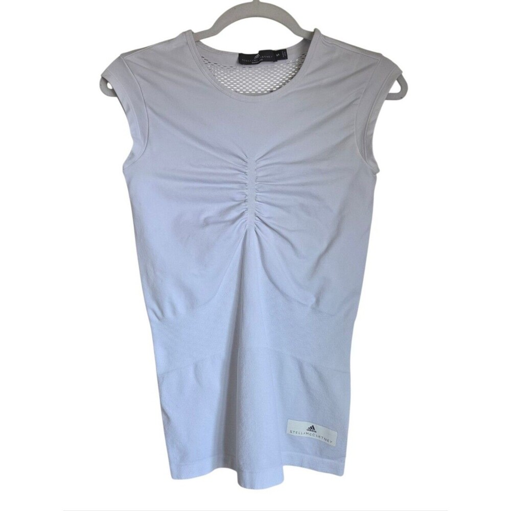 adidas by stella mccartney seamless ruched performance tank white size S